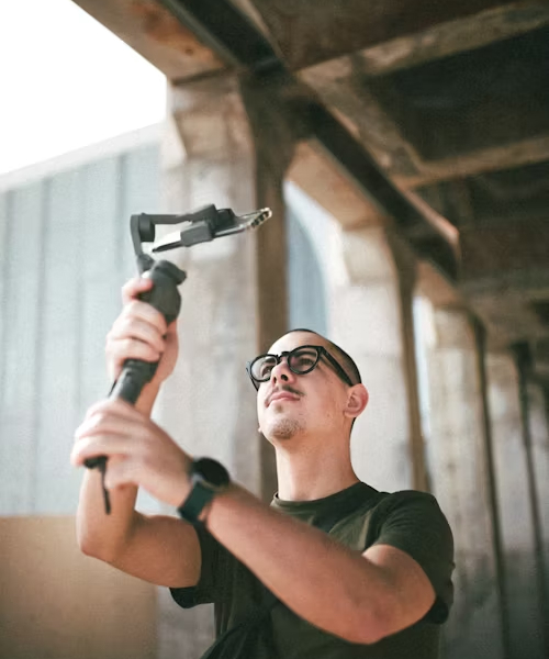 Damien working on a video project